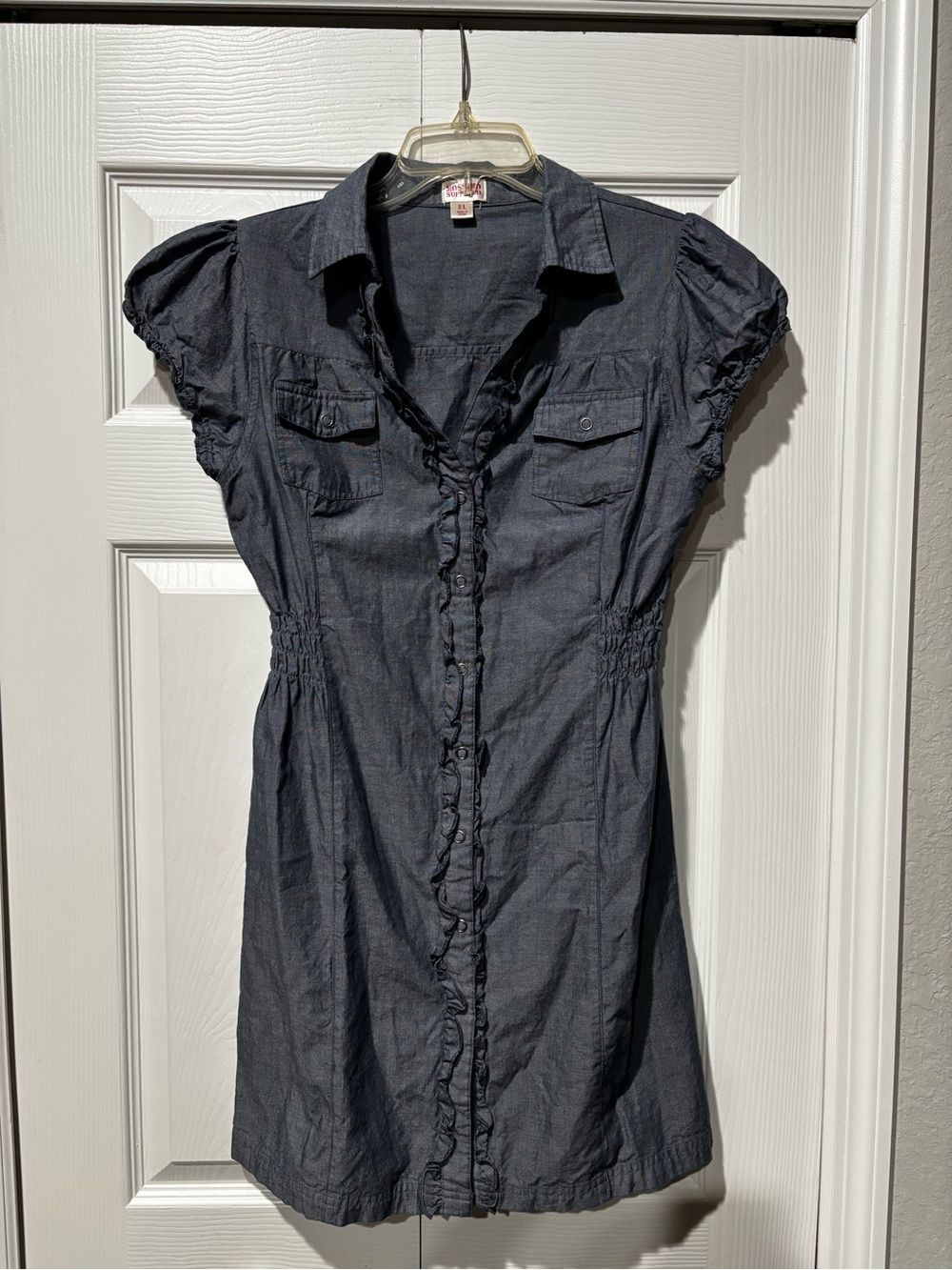 Mossimo Supply Co. Chambray Ruffle-Front Button Tunic